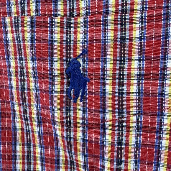 Ralph Lauren Blake Button Down Shirt Adult Large Red Green Yellow‎ Plaid Mens - Picture 3 of 10